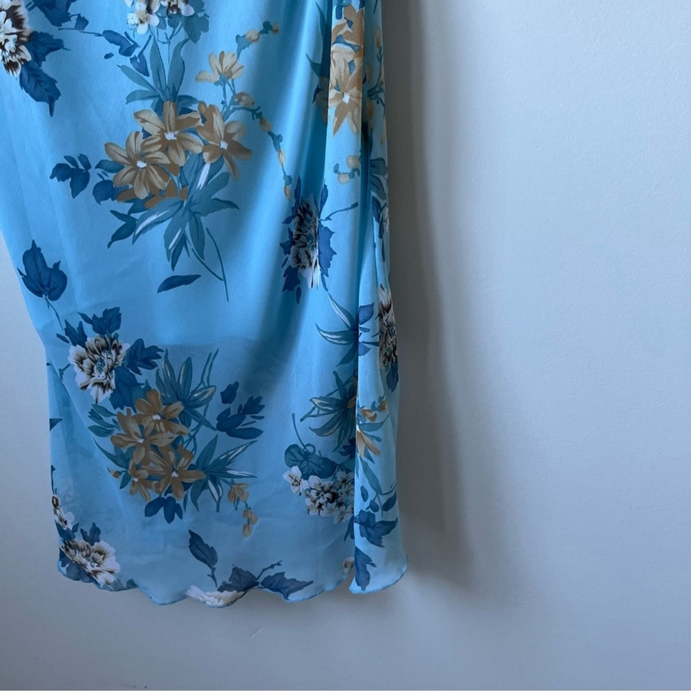 Digital Clothing Y2K Blue Floral V Neck Midi Slip Dress - Picture 4 of 10